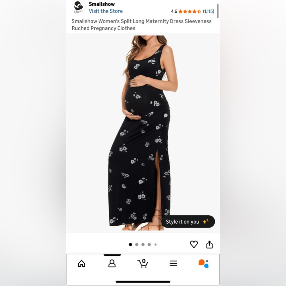 Smallshow Black Floral Maxi Maternity Dress